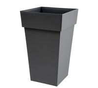 EDA Plastiques 13635 G.Ant SX3 Toscane - Vaso Alto da Giardino, Quadrato, in Polipropilene, 39 x 39 x 65 cm, Colore: Grigio Antracite