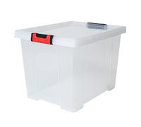 EDA - Scatola portaoggetti 45 L Clipstock - Con coperchio - Manici Soft Touch - Imbocabile e sovrapposbile - Adatto al contatto alimentare - 49,4 x 38,8 x 35,8 cm - Trasparente