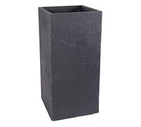 EDA - Vaso da fiori quadrato alto Volcania 31 L, effetto pietra, doppia parete, area di ritenzione idrica, 39,5 x 39,5 x 80 cm, grigio antracite