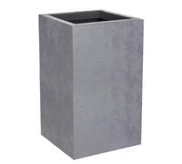 EDA - Vaso quadrato alto Basalt'Up 36 L - Decorazione finto cemento - Singola parete - Area di ritenzione idrica - 29,5 x 29,5 x 49,5 cm - Grigio cemento