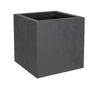 EDA - Vaso quadrato Basalt'Up 21 L - Decorazione finto cemento - Singola parete - Area di ritenzione idrica - 29,5 x 29,5 x 29,5 cm - Grigio antracite