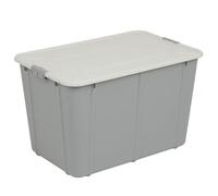 EDANTI Contenitore di plastica impilabile per camera da letto, spogliatoio, ufficio, trasparente o grigio (grigio con coperchio bianco, 60 L)