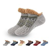 EDAT Kelvono Winter Wool Socks, Kelvono Fuzzy Non-Slip Floor Socks, Soft Fluffy Fleece Interior for Unisex(Grey,X-Large(30cm))