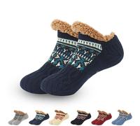 EDAT Kelvono Winter Wool Socks, Kelvono Fuzzy Non-Slip Floor Socks, Soft Fluffy Fleece Interior for Unisex(Navy,Medium(26cm))