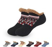 EDAT Kelvono Winter Wool Socks, Kelvono Fuzzy Non-Slip Floor Socks, Soft Fluffy Fleece Interior for Unisex(Black,Small(24cm))