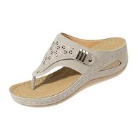 EDAT Sandali ortopedici da donna, infradito con supporto for l'arco plantare, sandali sportivi traspiranti, sandali con zeppa e plateau(Beige,5.5)