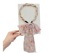 EDAT Satin Fabric Hair Bands, Non-Slip Wigs Tied Hair Ribbon, Retro Satin Cross Knotted Fabric Headband, Adjustable Hair Band for Women(Pink)