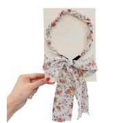 EDAT Satin Fabric Hair Bands, Non-Slip Wigs Tied Hair Ribbon, Retro Satin Cross Knotted Fabric Headband, Adjustable Hair Band for Women(White)