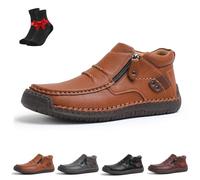 EDAT The First Young Shoes Uomo, Thefirstyoung Stivali in pelle, Stivali slip-on in pelle da viaggio e da esterno(Light Brown,40 EU)
