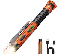EDC - Torcia tascabile ricaricabile, 800 lumen, con fascio rosso, U V e LED bianco, clip magnetica e base, 11 modalità di illuminazione, interruttore di vetro e apribottiglie per lavoro, casa