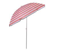 Edco Camp Active - Ombrellone parasole per balcone, protezione solare con pizzo, diametro 170 cm, altezza 2 m, colore: Rosa/Bianco a righe, Rosa
