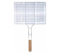 Edco Eindhoven B.V. Alpina - Cestino per Barbecue, 35 x 24 cm, con Manico in Legno, Accessorio per Barbecue per Carne e Verdure, Colore: Argento