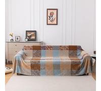 Edcooy Coperta in ciniglia bohémien, copridivano in jacquard con nappe decorative per letto e divano, copridivano protettivo colorato - Motivo tribale colorato (Vintage, 220x260CM)