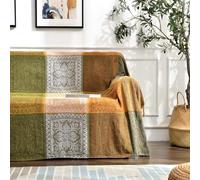 Edcooy Coperta in ciniglia jacquard con nappe colorate, per divano, sedia, letto, morbida, stile bohémien, hippie, decorazione per la stanza (verde, 150 x 200 cm)