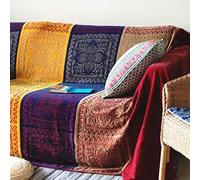 Edcooy Coperta per Divani Grande, Coperta in Ciniglia Jacquard con Nappe per Letto, Seggioloni, Fodere per Sedie 2 o 3 Posti, Bohémien con Frange, (Rosso, Grande 220x260 cm)..