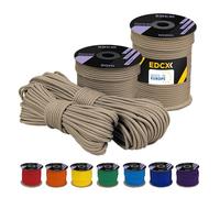 EdcX 4 mm Poliestere Paracord 550 (15, 30 e 50 m) - 4 mm Tipo III, Cavo per Paracadute Resistente allo Strappo per la Sopravvivenza in 100% Poliestere con 7 Fili | Colori a Tinta Unita