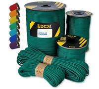 EdcX Paracord 4mm, 35+ Colori Solidi (10m, 15m, 30m, 50m, 100m, 300m) | Corda 100% nylon 4 mm| Corda Tattica 550 Tipo III (Emerald Green, 30 m)