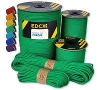 EdcX Paracord 4mm, 35+ Colori Solidi (10m, 15m, 30m, 50m, 100m, 300m) | Ideale per Campeggio, Sopravvivenza, attività all'aperto | Corda 100% Nylon 4 mm| Corda Tattica 550 Tipo III (Green, 30 m)