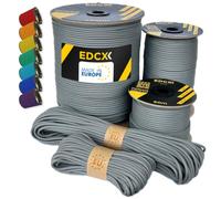 EdcX Paracord 4mm, 35+ Colori Solidi (10m, 15m, 30m, 50m, 100m, 300m) | Ideale per campeggio, sopravvivenza, attività all'aperto | Corda 100% nylon 4 mm| Corda Tattica 550 Tipo III (Dark Gray, 15 m)