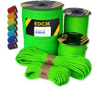 EdcX Paracord 4mm, 35+ Colori Solidi (10m, 15m, 30m, 50m, 100m, 300m) | Ideale per Campeggio, Sopravvivenza, attività all'aperto | Corda 100% Nylon 4 mm| Corda Tattica 550 Tipo III (Neon Green, 15 m)
