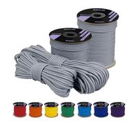 EdcX Poliestere Paracord 550 (15, 30 e 50 m) - 4 mm Tipo III, Cavo per Paracadute Resistente allo Strappo per la Sopravvivenza in 100% Poliestere con 7 Fili | Colori a Tinta Unita (Gray, 30 m)