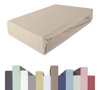 Edda Lux Premium - Lenzuolo con Angoli per materassi con altezza da 20 a 40 cm, 120 x 200/220 cm, 135 x 200/220 cm, 95% Cotone 5% Elastan, OEKO-TEX, in Jersey, colore: Sabbia