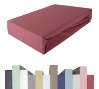 Edda Lux Premium - Lenzuolo con Angoli per materassi con altezza da 20 a 40 cm, 140 x 200/220 cm, 160 x 200/220 cm, 95% Cotone 5% Elastan, OEKO-Tex, in Jersey, colore: Melagrana