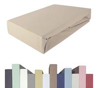 Edda Lux Premium - Lenzuolo con Angoli per materassi con altezza da 20 a 40 cm, 180 x 200/220 cm, 200 x 200/220 cm, 95% Cotone 5% Elastan, OEKO-Tex, in Jersey, colore: Sabbia