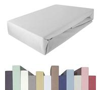 Edda Lux Premium - Lenzuolo con Angoli per materassi con altezza da 20 a 40 cm, 180 x 200/220 cm, 200 x 200/220 cm, 95% Cotone 5% Elastan, OEKO-Tex, in Jersey, colore: Platino