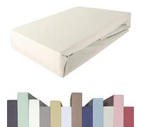 Edda Lux Premium - Lenzuolo con Angoli per materassi con altezza da 20 a 40 cm, 180 x 200/220 cm, 200 x 200/220 cm, 95% Cotone 5% Elastan, OEKO-Tex, in Jersey, colore: Naturale