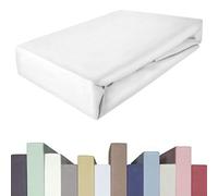 Edda Lux Premium - Lenzuolo con Angoli per materassi con altezza da 20 a 40 cm, 180 x 200/220 cm, 200 x 200/220 cm, 95% Cotone 5% Elastan, OEKO-Tex, in Jersey, colore: Bianco