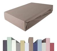 Edda Lux Premium - Lenzuolo con Angoli per materassi con altezza da 20 a 40 cm, 180 x 200/220 cm, 200 x 200/220 cm, 95% Cotone 5% Elastan, OEKO-Tex, in Jersey, colore: Caramella Mou