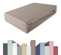 Edda Lux Premium - Lenzuolo con Angoli per materassi con altezza da 20 a 40 cm, 200 x 220/240 cm, 220 x 220/240 cm, 95% Cotone 5% Elastan, OEKO-Tex, in Jersey, colore: Caramella Mou