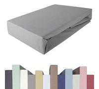 Edda Lux Premium - Lenzuolo con Angoli per materassi con altezza da 20 a 40 cm, 200 x 220/240 cm, 220 x 220/240 cm, 95% Cotone 5% Elastan, OEKO-Tex, in Jersey, colore: Grigio Pietra