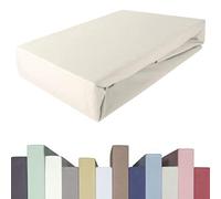 Edda Lux Premium - Lenzuolo con Angoli per materassi con altezza da 20 a 40 cm, 200 x 220/240 cm, 220 x 220/240 cm, 95% Cotone 5% Elastan, OEKO-Tex, in Jersey, colore: Naturale