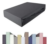 Edda Lux Premium - Lenzuolo con Angoli per materassi con altezza da 20 a 40 cm, 90 x 200/220 cm, 100 x 200/220 cm, 95% Cotone 5% Elastan, OEKO-Tex, in Jersey, colore: Grafite