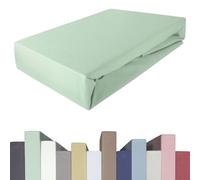 Edda Lux Premium - Lenzuolo con Angoli per materassi con altezza da 20 a 40 cm, 90 x 200/220 cm, 100 x 200/220 cm, 95% Cotone 5% Elastan, OEKO-Tex, in Jersey, colore: Verde Acqua
