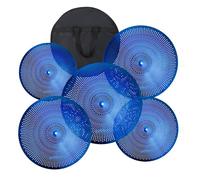 Eddaray Set di piatti a basso volume - Set da 5 pezzi con piatti mute, Hihat da 35,6 cm, 40,6 cm e 45,7 cm, giro da 50,8 cm, blu
