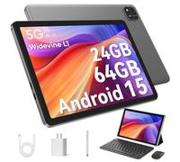 EDDBNi Tablet Android 15 Tablet da 10,1 pollici 2025 Ultimi tablet con tastiera mouse 24GB+64GB 2TB Espandi 6000mAh Processore Octa-Core Doppia fotocamera WiFi 1280x800 IPS 18W Ricarica rapida (nero)