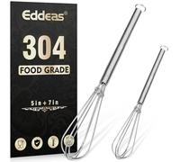 Eddeas - Frusta piccola in acciaio inox, 2 pezzi, 12,7 cm e 7 pollici, per frustare, battere, mescolare salse, miscelare ingredienti