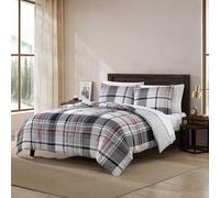 Eddie Bauer Biancheria da letto reversibile in microsuede con federa abbinata, decorazione per la casa casual, poliestere, motivo a quadri normandia, nero, king size