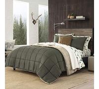 Eddie Bauer Biancheria da letto reversibile Sherpa con federe abbinate, decorazione accogliente e calda, in pile di poliestere, verde Sherwood, matrimoniale