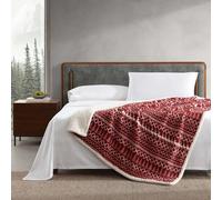 Eddie Bauer - Coperta, biancheria da letto reversibile Sherpa, calda e leggera, decorazione per la casa per i mesi più freddi (Alpine Fair Isle, copriletto)