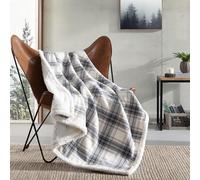 Eddie Bauer - Coperta, flanella di cotone, decorazione per la casa, biancheria da letto Sherpa reversibile per tutte le stagioni (Edgewood Plaid grigio, copriletto)