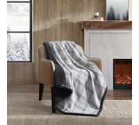 Eddie Bauer - Coperta in flanella di cotone, decorazione per la casa, biancheria da letto reversibile Sherpa per tutte le stagioni (Kettle Falls grigio/nero copriletto)