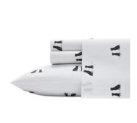 Eddie Bauer Home Sheets Set di biancheria da letto in percalle di cotone, fresco e fresco, elegante decorazione per la casa, 4 pezzi, king size, Labrador Fields, bianco/grigio