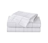 Eddie Bauer Home Sheets Set di biancheria da letto in percalle di cotone, fresco e fresco, elegante decorazione per la casa, king size, motivo scozzese settentrionale, bianco/grigio