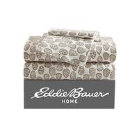 Eddie Bauer Lenzuola complete, set di biancheria da letto in flanella di cotone, spazzolato per una maggiore morbidezza, accogliente decorazione per la casa (Little Creek Pine Cone beige, completo)