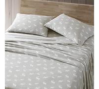 Eddie Bauer - Lenzuola complete, set di biancheria da letto in flanella di cotone, spazzolato per una maggiore morbidezza, arredamento accogliente per la casa (Elk Grove Silver, pieno)