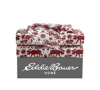Eddie Bauer - Lenzuola doppie, set di biancheria da letto in flanella di cotone, spazzolato per una maggiore morbidezza, accogliente decorazione per la casa (rosso Arcadia, matrimoniale)